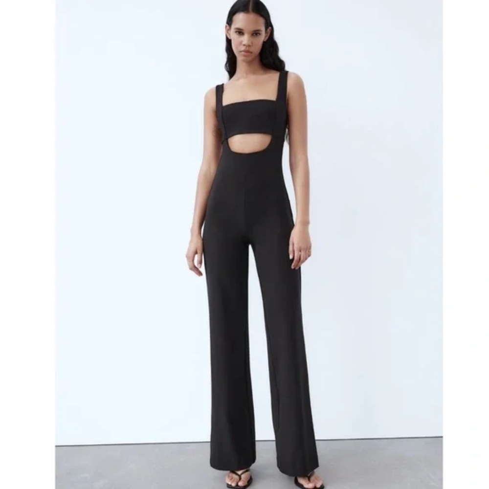 NWT ZARA Black Cutout Long Jumpsuit